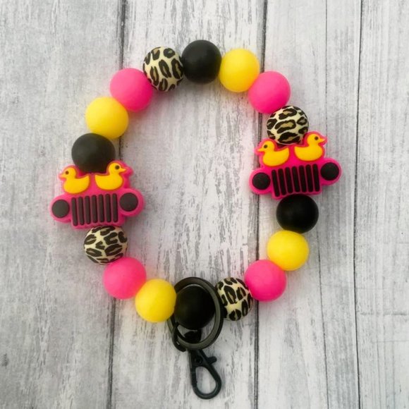 Baby Bites Accessories Silicone Beaded Jeep Wristlet Keychain